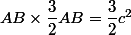 AB \times \dfrac{3}{2}AB=\dfrac{3}{2}c^2